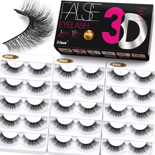 Eliace 3D Mink Lashes Cat Eye 15 Pairs - Wispy Rosa Style