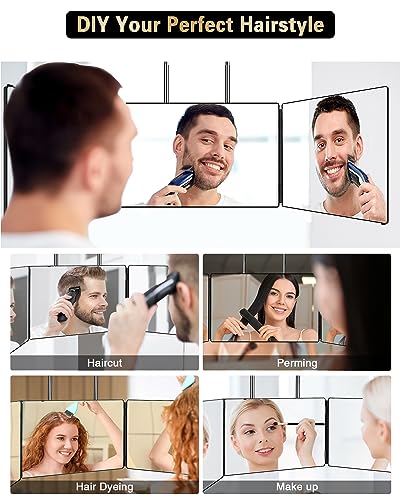 JUSRON 360° Self Hair Cutting Mirror - HD Anti-Fog Glass