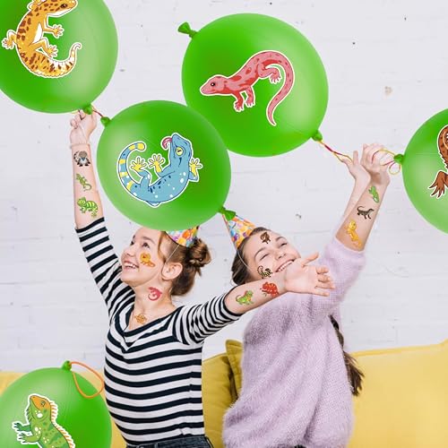 Lizard Party Favors Set: 48 Tattoos & 24 Punch Balloons