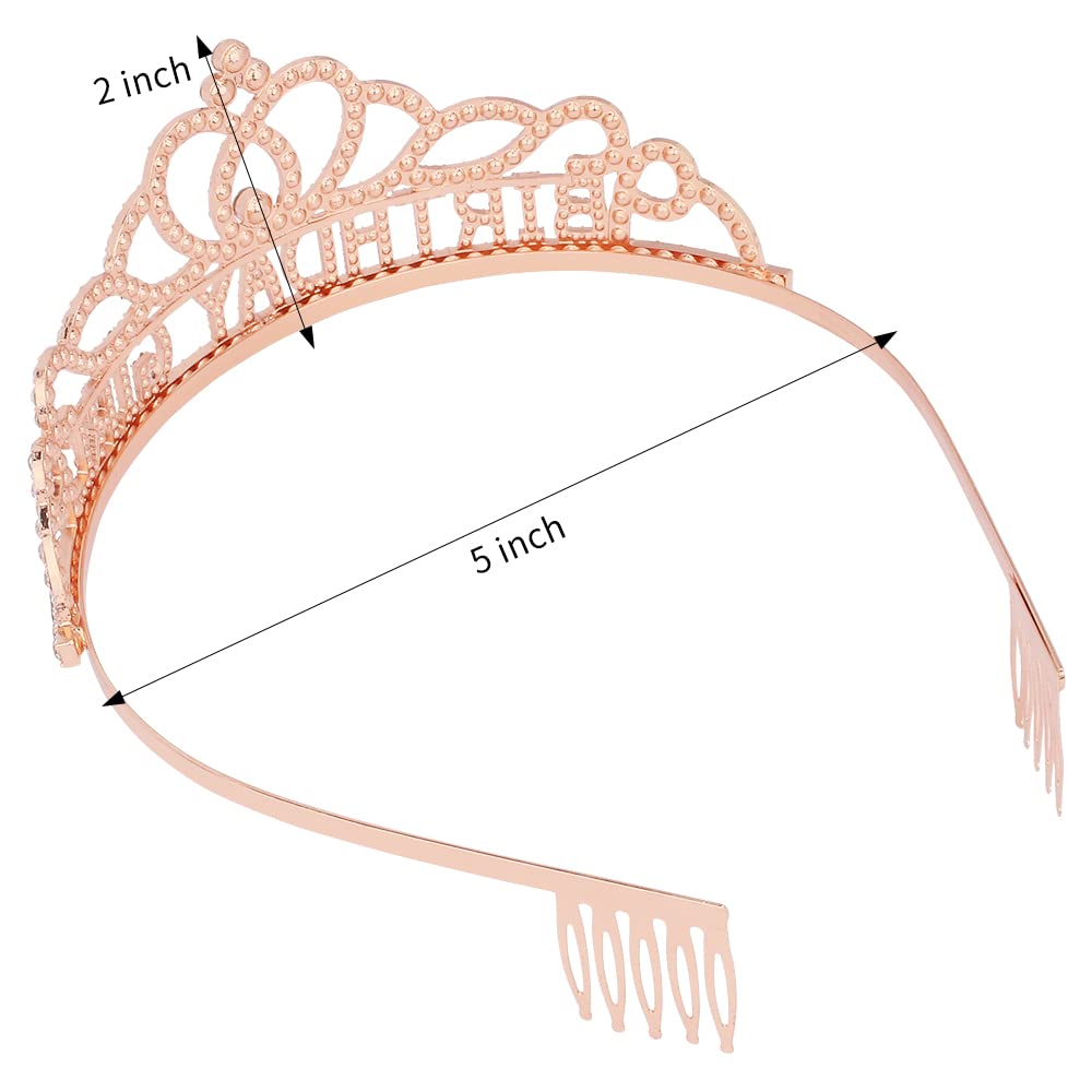 AOPRIE Diane Birthday Crowns for Women Rose Gold Tiaras for Girls Crowns for Girls Rhinestone Crystal Decor Headband