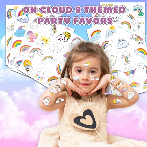 103PCS Cloud 9 Temporary Tattoos for 9th Birthday Party Favors