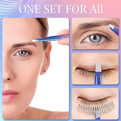 2 Pack Stocking Stuffers for Women Teen Girls Tweezers Set: Gifts for Christmas Birthday Present for Her Mom Wife Sister Trendy Stuff - 5pcs Facial Hair Eyebrow Tweezers Grooming Kit(Bestie Color)