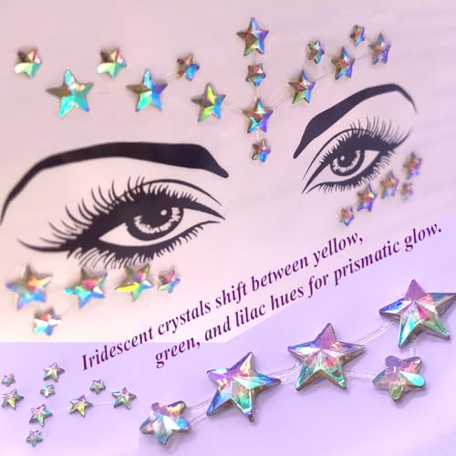 Gold Star Face Gems Rhinestones Self-Adhesive