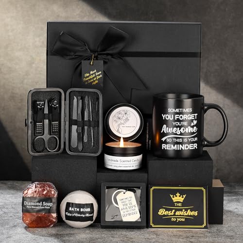 Gifts for Men,Self Care Gifts for Men, 7 Pcs Unique Gifts for Him Dad Boyfriend Husband Brother Friends, Perfect for Birthday Bath Set Spa Kit Bath and Body Self Care Grooming Relaxation Stress Relief