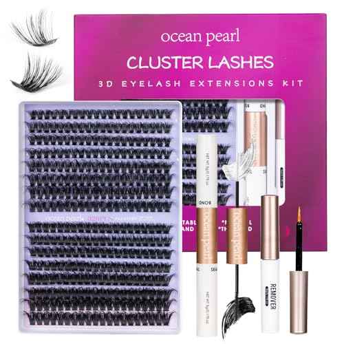 Ocean Pearl Lash Clusters 320pcs 3D Thick Lash Clusters kit 60D+80D Lashes,Eyelashes,Lash Extension Kit,Eyelash Clusters with Lash Bond&Seal&Remover&Tweezers,Lashes Clusters Eyelash Extensions Kit