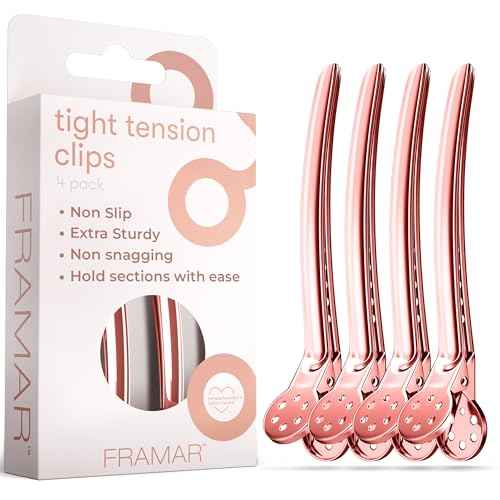 Framar Rose Gold Metal Hair Clips For Styling - Professional Hair Styling Clips, Hair Sectioning Clips, Salon Hair Clips Metal, Hairclips, Hair Salon Supplies ? Extra Strong Hold ? 4 Pack