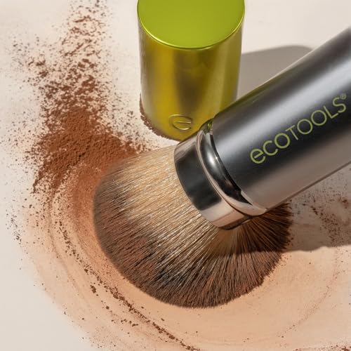 EcoTools Retractable Face Makeup Brush, Kabuki Brush for Foundation, Blush, Bronzer, & Powder, Travel Friendly & Perfect for On The Go, Eco Friendly, Synthetic & Cruelty Free Bristles, 1 Count
