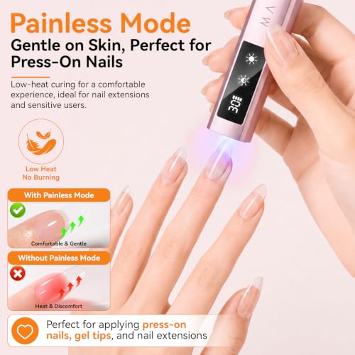 Makartt Rose Gold Handheld UV Nail Lamp with Painless Mode for Gel Curing