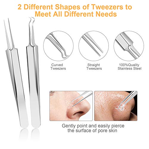 UUBAAR Blackhead Remover Kit, 9 Pimple Popper Tools with Tweezers