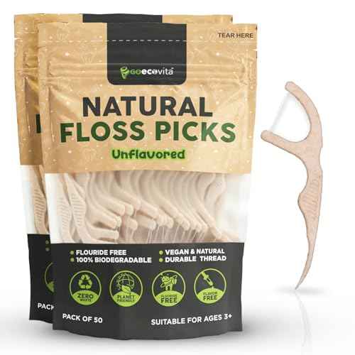 Biodegradable Floss Picks (Unflavored) - Natural Straw Wheat Handle | Thin & Durable Thread for Tight Gaps! | Dental Flossers for Adults | Gentle on Gums & Teeth | Eco Friendly, Vegan (100 Pack)