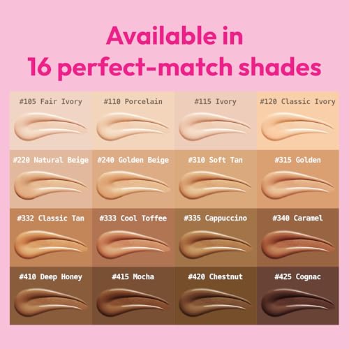 Ruby Kisses Cushion Foundation, Full Coverage Korean Makeup, Lightweight & Long Lasting, All Day Natural Glowy Finish for All Skin Types with Hyaluronic Acid & Bakuchiol (Caramel, 0.52 Ounce)