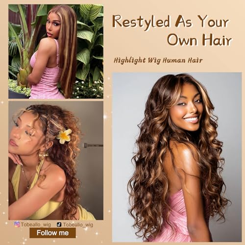 Honey Blonde 30-Inch Lace Front Wig - Ombre Body Wave Human Hair
