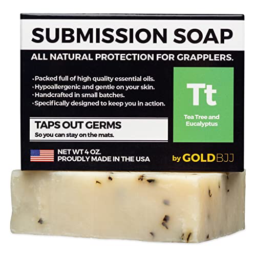 Premium Tea Tree Oil Soap - USA Made Bar Soap for BJJ, Jiu Jitsu, Wrestling, and Grappling (Single 4 Ounce Soap Bar, Classic Tea Tree)