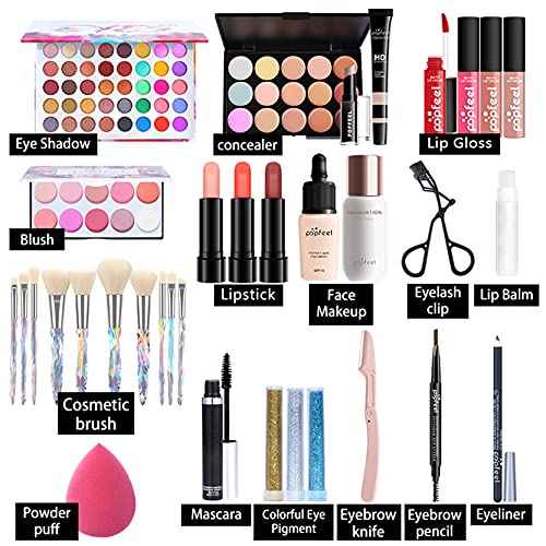 FantasyDay All-in-one Holiday Make up Gift Set | Makeup Kit for Women Full Kit Essential Starter Bundle Include Eyeshadow Palette Lipstick Blush Foundation Concealer Face Powder Mascara Lipgloss Brush