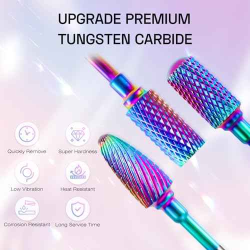 Carbide Nail Drill Bits Set: 7Pcs 3/32'' Tungsten Diamond Efile Bits with 75pcs Small Sanding Bands (#80#120#180) for Acrylic Nails Tech Gel Cuticle Remove Manicure Pedicure