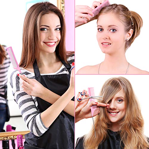 Pink Carbon Fiber Hair Comb with Metal Rat Tail - 9 Inch Styling Tool