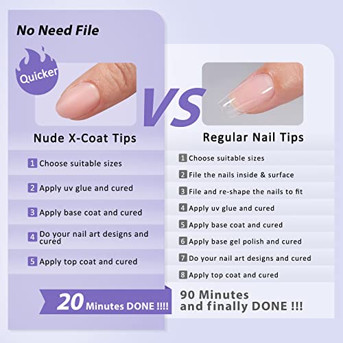 BTArtbox 160pcs Almond Plastic False Nails - Extra Short, 16 Sizes, 4-Week Wear