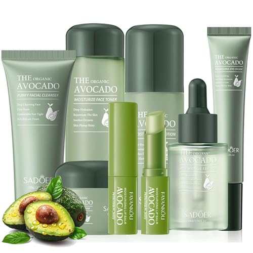 Avocado Skincare Kit 7-Piece Set with Cleanser, Toner & Cream