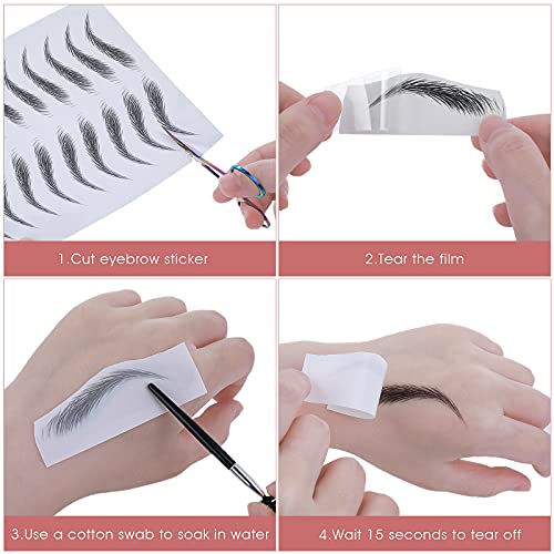4D Hair-Like Waterproof Eyebrow Tattoo Stickers - 12 Sheets