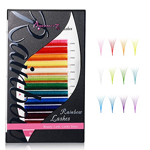 Beauty7 Colored Lash Extensions 12 Colors D+ Curl 0.05mm 13mm