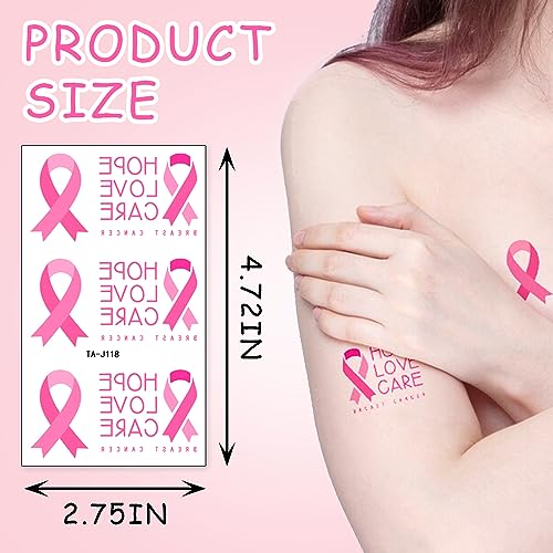 Breast Cancer Awareness Temporary Tattoos - 10 Sheets Pink Ribbons