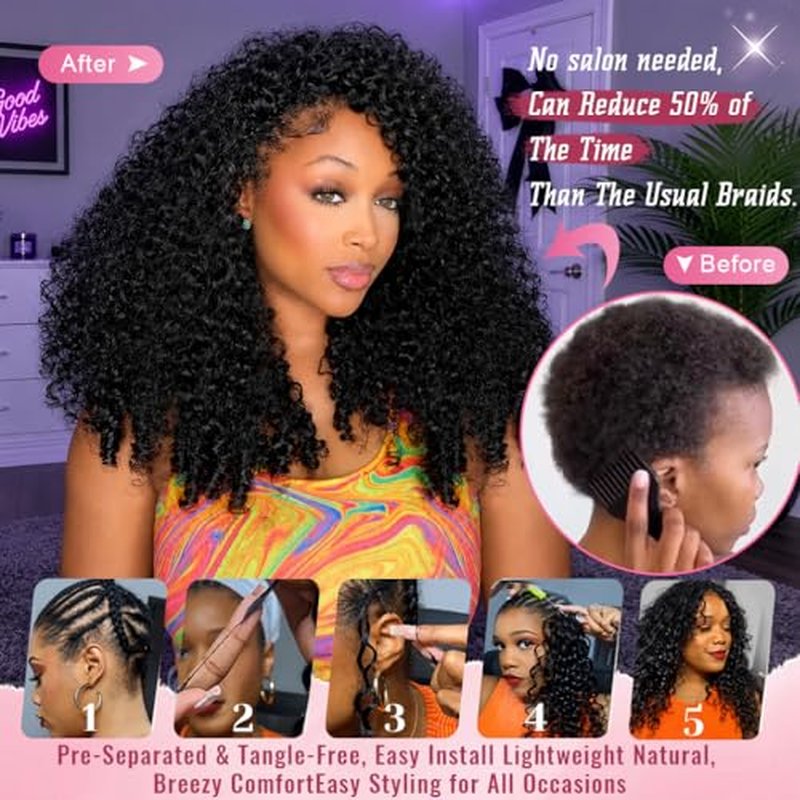 20 Inch Burmese Curly Crochet Human Hair Extensions - Lightweight & Reusable