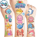 Under The Sea Temporary Tattoos 10 Sheets 110 PCS Ocean Animals Party Decorations Favors Supplies Summer Theme Birthday Cute Stickers Christmas Gifts for Boys Girls Class School Prizes Carnival