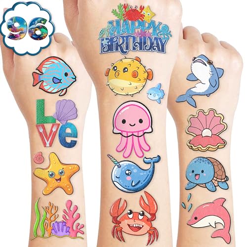 Underwater Temporary Tattoos 10 Sheets 110 PCS Ocean