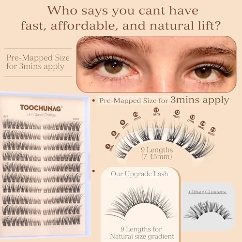 Wispy C Curl Cluster Lashes - Natural 3D Eyelash Extensions 180pcs