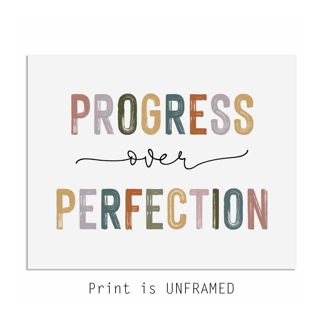 Progress Over Perfection Print, Classroom Decor, Kids Motivational, Inspirational Office Decor, Kid's Room Decor, Teacher Gift, Boho Classroom Wall Art, Unframed (11X14 INCH)