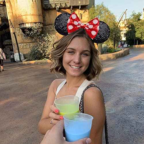 Handmade Sparkly Mouse Ears Headband for Adults & Kids | Upgraded Wide Band |Velvet Non-Slip Band, All-Day Comfort
