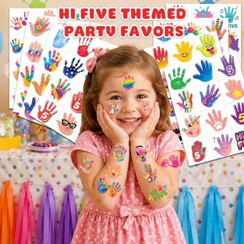 96 PCS Hi Five Temporary Tattoos for Kids | Waterproof