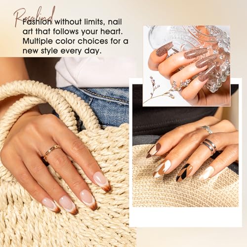 ROSALIND Nude Brown Gel Nail Polish Set, 12 Colors