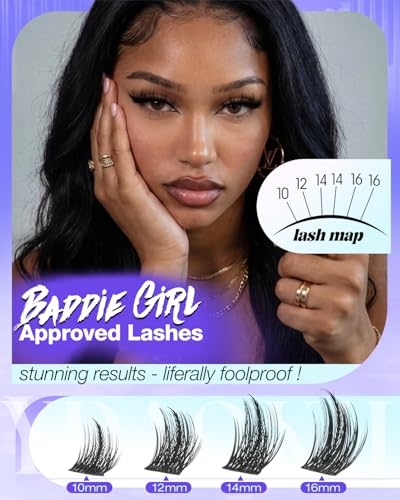 YDAGKH K Animated Spiky Wispy Manga Eyelash Clusters - 10-16mm D Curl, DIY Volume Anime Lashes for Baddie Makeup