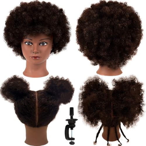 Human Hair Mannequin Head Afro Curly 9" with Stand