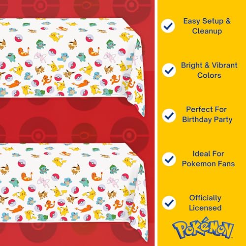 Pokemon Tablecloth 2-Pack - 54" x 84" Plastic Party Decorations
