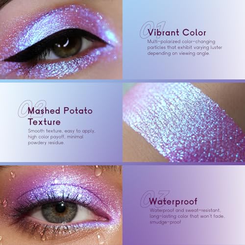 Holographic Purple Blue Pink Eyeshadow - Cream to Powder