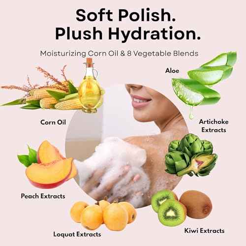 Pelican Soap Cream Body Scrub with Sea Salt, Peach Extract & Aloe Vera, Full Body Scrub Exfoliant Dead Skin Remover for Sensitive Skin & Rough Skin, Turns into Creamy Foam with Net from Japan, 6.35 Oz