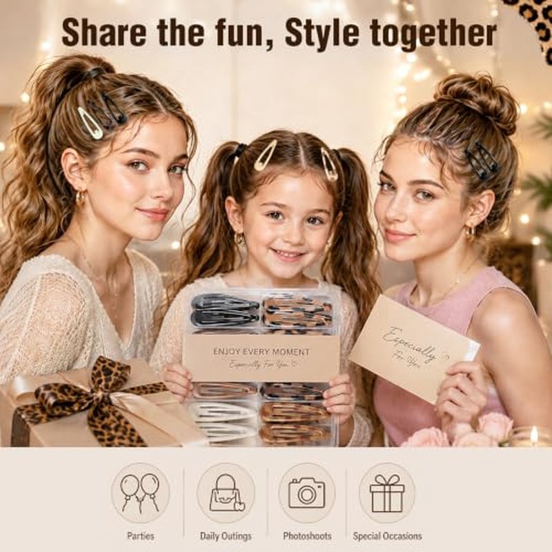 50 PCS Non-Slip Small Snap Hair Clips Set with Storage Box