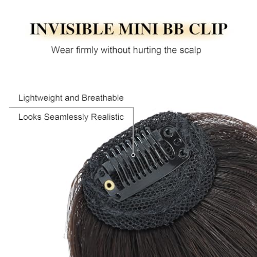 Clip-In Bangs Real Human Hair with Temples - Dark Brown