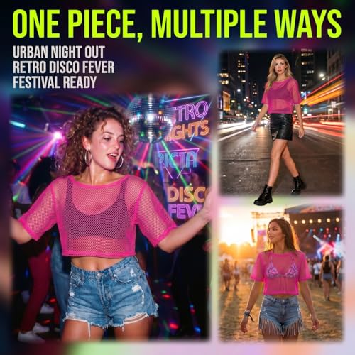 Neon Mesh Top for Women, Fishnet Shirt, Rave Outfits Festival Club