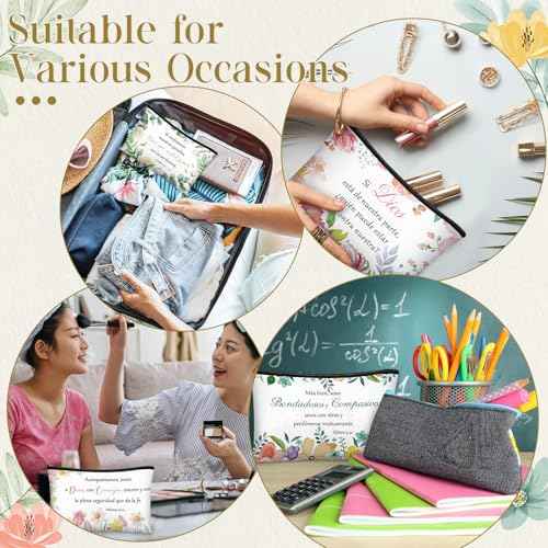 Kacctyen 12 Pcs Christian Mother's Day Gifts Makeup Bag Spanish Verses Inspirational Gift for Women Bible Verse Cosmetic Bag in Spanish Zipper Pouch for Mom Church Religious Prayer(Flower Style)