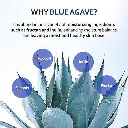 T'ELSE Blue Agave Hyaluronic Acid Mask 25ml*5ea, Watery Sheet Facial Mask with Close Adhesion, Moisturizing Facial Essence with Excellent Hydration, Long-Lasting Moisturizing, Korean Skin Care