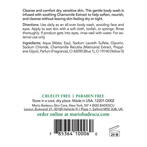 Mario Badescu Azulene Body Soap, Gentle Bath Wash to Soften, Nourish & Cleanse, Comforting Chamomile-Infused Formula for Dry or Sensitive Skin