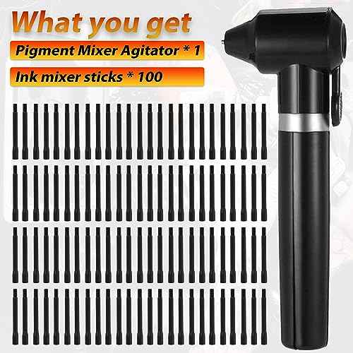 Ink Mixer Pigment Mixer - NAQASE Machine Ink Agitator Machine with 100pcs Ink Mixer Sticks Black