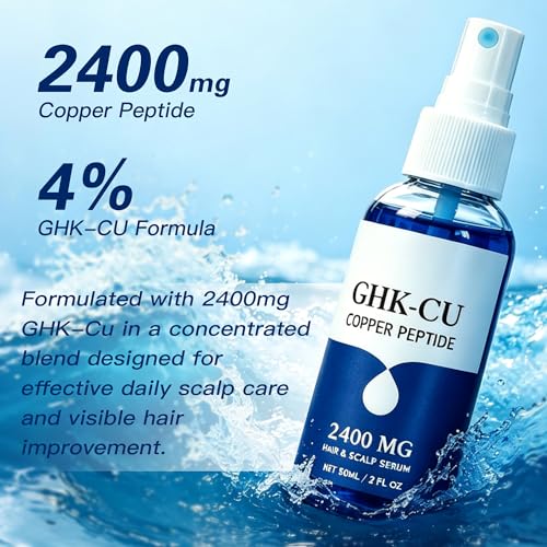 GHK-Cu Copper Peptide Hair Serum 2400mg – Scalp Hydrating & Nourishing Treatment, 2 Fl Oz