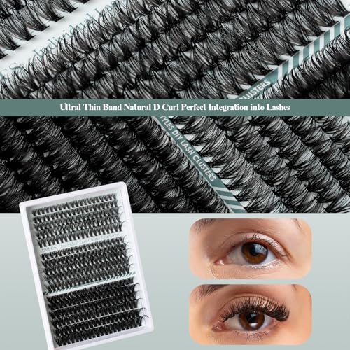 Lash Clusters Kit 320PCS - DIY Eyelash Extensions with Bond & Seal