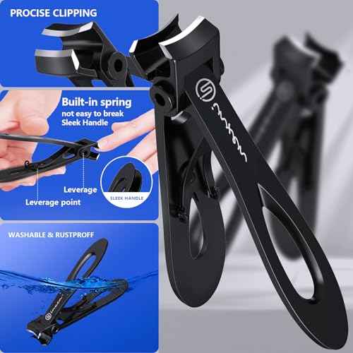 Toenail Clippers for Thick Nails for Seniors| INXEN 3-Pack Ergonomic Heavy Duty Angled Head Nail Clippers with Catcher | Premium Steel Wide Opening Fingernail Clippers Nail Cutter for Men & Women