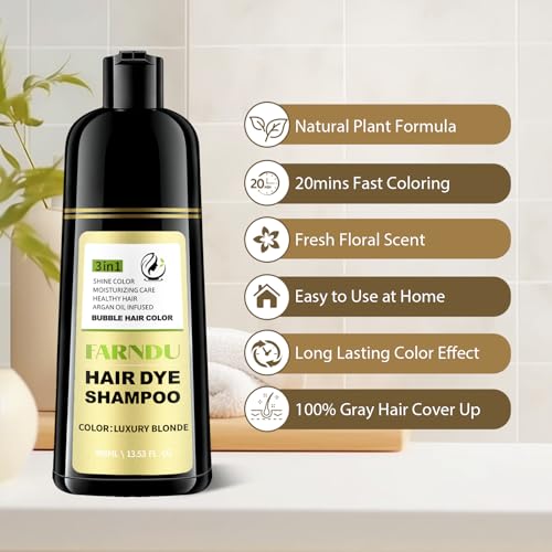 Blonde Hair Dye Shampoo for Gray Hair Coverage - 3 in 1