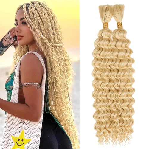 Blonde Deep Wave Braiding Hair 20 Inch - 613 Color, 2 Bundles